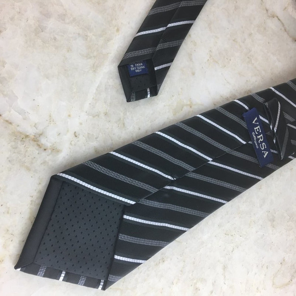 VERSA BLACK & SILVER REGIMENT TIE - Picture 9 of 14